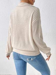 SHEIN Frenchy Sudadera con botón de hombros caídos - Albaricoque - Ver 2