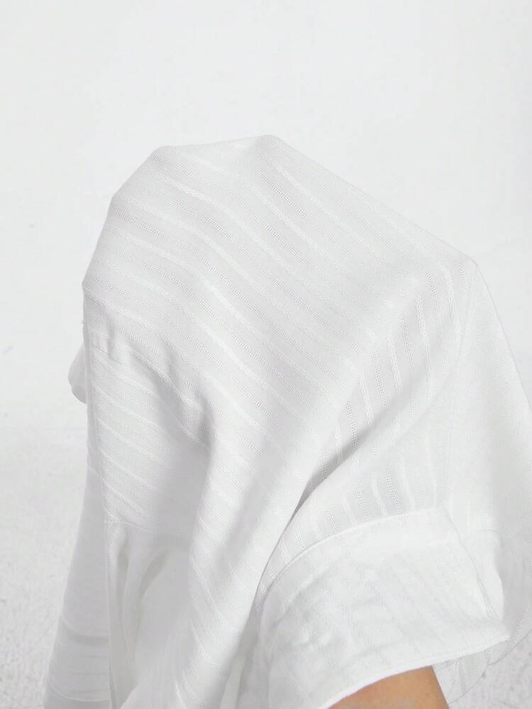 Solid Button Front Flare Sleeve Blouse