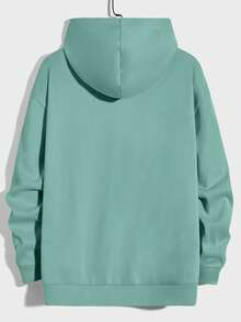 GENTILAND Men Dinosaur Print Drop Shoulder Hoodie - Green - View 2