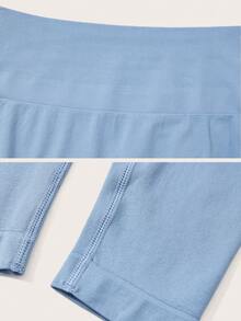 SHEIN Daily&Casual 素色運動型胸罩&短夾克&緊身打底褲 - 霧霾藍 - 查看 8