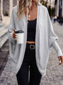 SHEIN Frenchy 蝙蝠袖開門襟外套 - 淺灰色 - 查看 1