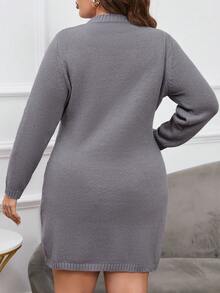 SHEIN LUNE 大碼麻花編織毛衣洋裝 - 深灰色 - 查看 2