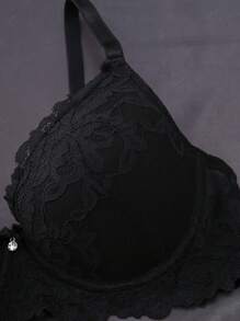 DesireSculpt Conjunto de 3 piezas de sujetador con aros de encaje, lencería para mujeres - Multicolor - Ver 5