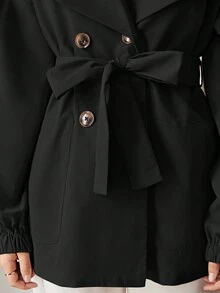 SHEIN Frenchy 西裝領燈籠袖腰帶風衣外套