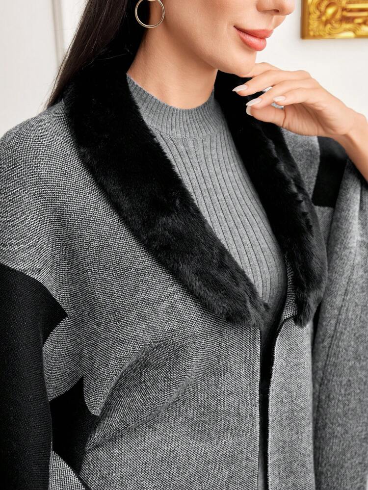 Batwing Sleeve Cardigan & Knit Dress Without Belt 2 Piece Set