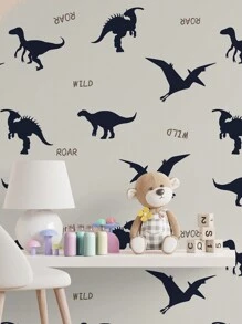 Cozy Pixies 3入組卡通恐龍圖案嬰兒房牆紙加厚自黏式防潮孩子們的房間臥室家庭裝飾用品背景牆貼,1套裝的3入組英寸