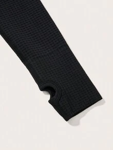 Yoga Basic 3 piezas Camiseta deportiva crop inconsútil de manga raglán - Negro - Ver 7