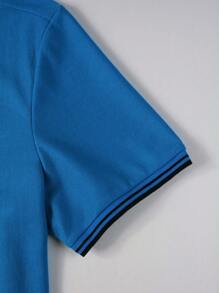 Manfinity Homme Men Horse Print Striped Trim Polo Shirt - Blue - View 5