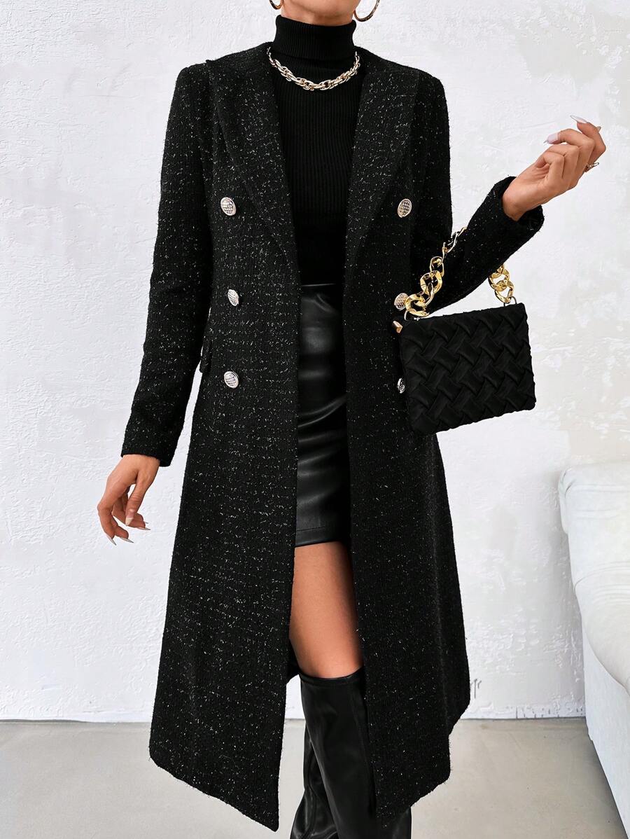EURMUSE Double Breasted Lapel Collar Coat