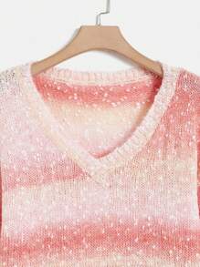 SHEIN LUNE Suéter de punto con hombros caídos y efecto degradado para otoño e invierno - Multicolor - Ver 5