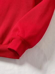 Slaydiva 1入組聖誕圖案加絨內裏運動衫 - 紅色 - 查看 3