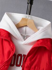 SHEIN 3pcs/Set Tween Boy Casual Streetwear Letter Print Hooded Sweatshirt, Vest And Sweatpants Set