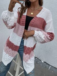 SHEIN Unity 拼色落肩开衫 - 白色 - 查看 6