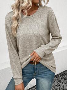 SHEIN LUNE T-Shirt Unicolore Épaule tombante