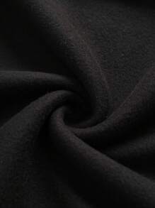 INAWLY Christmas Tree & Slogan Graphic Thermal Lined Pullover Fall Sweatshirt - Black - View 3