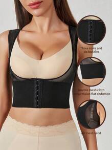 Solid Hook & Eye Front Shapewear Tank Top