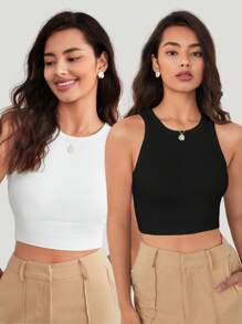 SHEIN BIZwear Canotta a costine cropped abbigliamento da lavoro