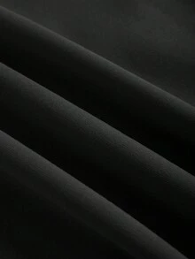 SHEIN EZwear 字母圖案袋鼠口袋抽繩加絨內裏連帽衫 - 黑色 - 查看 4