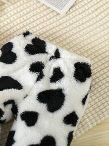 Baby Girls' Lovely Casual Two-sided Fleece Heart Pattern Printed Black And White Outfits For Autumn And Winter - Multicolor - View 7