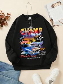 Teen Girls' Casual Cartoon Patterned Sweatshirt Suitable For Autumn And Winter - Black - View 3