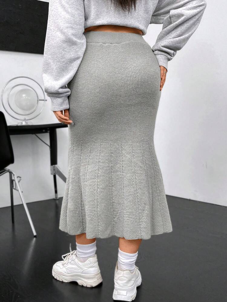 Plus Mermaid Hem Sweater Skirt