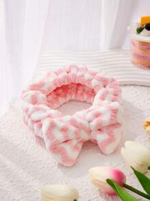 SHEIN Basic living 1入組紅色的&白色波浪有圖案的沐浴髮帶 - 粉色 - 查看 2