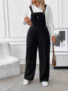 SHEIN LUNE Hơn 1 Miếng Chi tiết về Flap Tổng thể Jumpsuit - màu đen - Xem 1