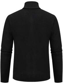 Manfinity Homme 男士纯色拉链保暖衬里绗缝开衫厚实纯黑色都市时尚丈夫装，适合秋冬