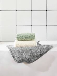 Madebyblanc 1 Pc Wheat Absorbent Quick Dry Coral Fleece Face Towel Home Bathroom Decor - Dark Grey - View 3