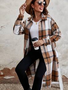 SHEIN Essnce In kẻ sọc Thả vai Áo khoác - Nhiều màu - Xem 7