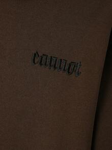 Manfinity Homme Nam Thêu Chữ Túi kangaroo Dây rút Hoodie - Cà phê nâu - Xem 5