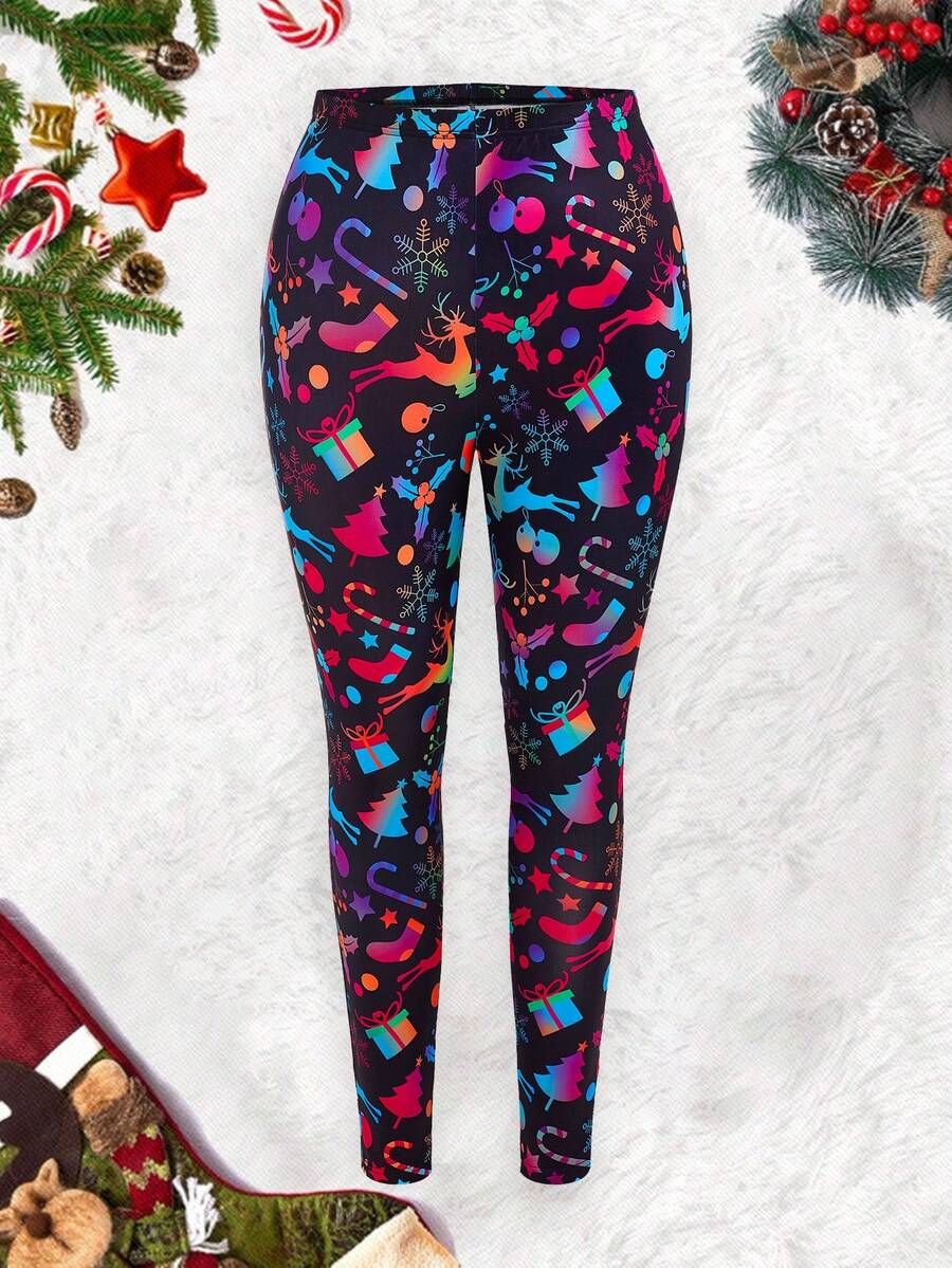 Flirla Plus Allover Print Leggings - Multicolor - View 1