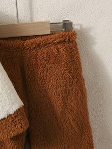 Baby Boy Cartoon Embroidery Two Tone Teddy Sweatshirt & Pants - Brown - View 7