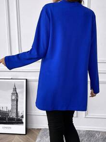 SHEIN Maternity Solid Open Front Coat - Royal Blue - View 6