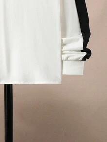 SHEIN 男童寬鬆休閒拼接撞色半高領長袖t恤 - 白色 - 查看 4