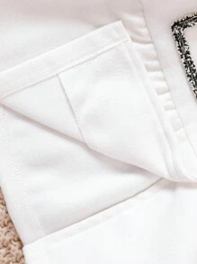 Baby Girl Contrast Trim Flap Detail Overcoat - White - View 6