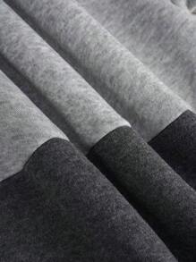 Nam Khối màu Dây rút Hoodie Với Túi kangaroo - màu đen - Xem 4