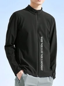 Manfinity Sport Corelite Áo khoác thể thao có khóa kéo đồ họa cho nam - màu đen - Xem 1