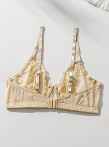 Sujetador con aros de encaje floral, lencería sexy - Albaricoque - Ver 2