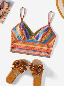 Soleia Geo Print Cami Top - Multicolor - View 1