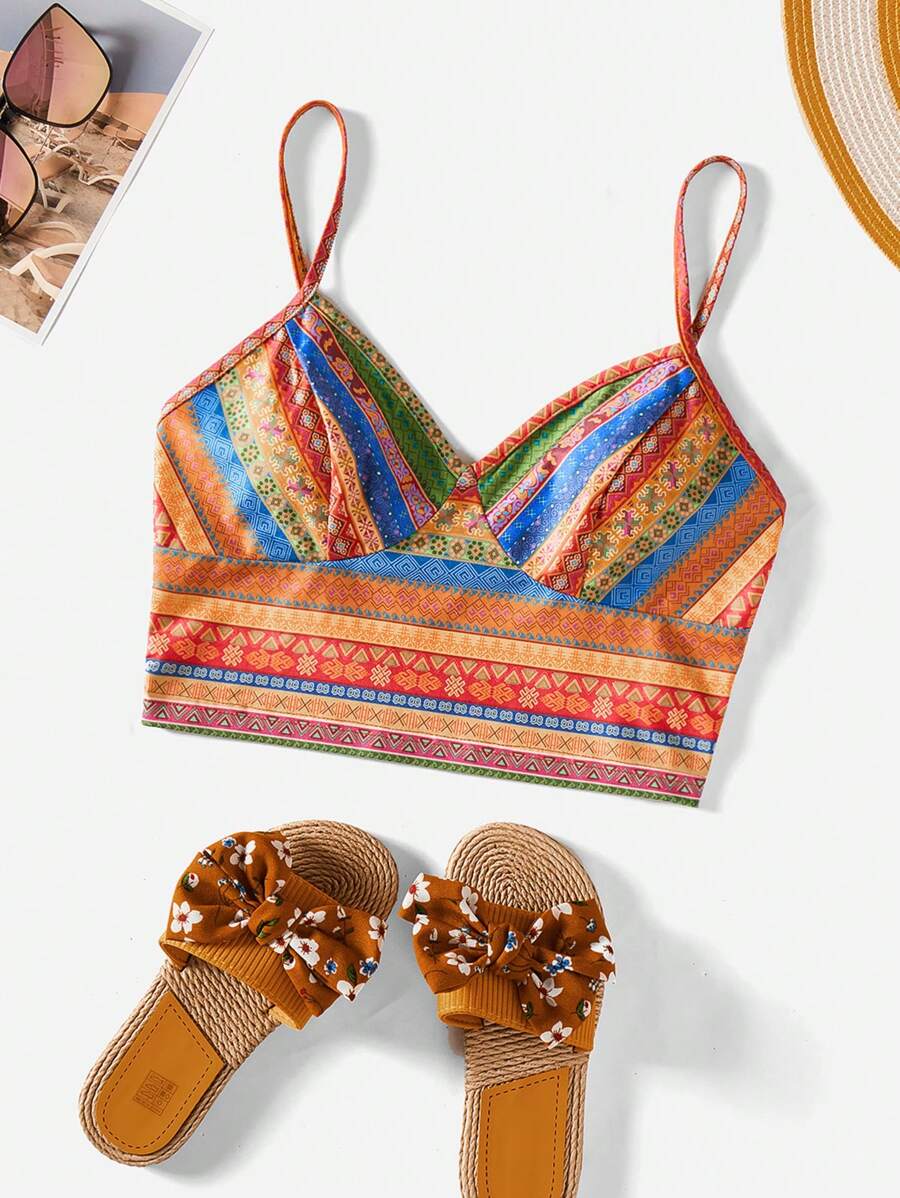 Soleia Geo Print Cami Top - Multicolor - View 1