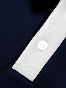 Aesthetic Post--Men Letter Graphic Contrast Collar Drop Shoulder Sweatshirt - Multicolor - View 6