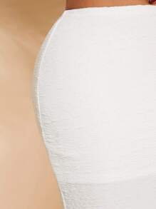 SHEIN SXY Falda bajo de sirena unicolor con textura - Blanco - Ver 6
