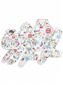 SHEIN Unity Women's Fun Printed Sweatshirt And Sweatpants Set, Family Outfits (Sold Separately In Sets Of 3) - White - View 3