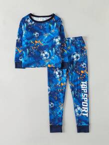 Young Boy Soccer Print Snug Fit PJ Set - Multicolor - View 1