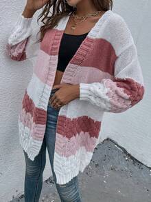 SHEIN Unity 拼色落肩开衫 - 白色 - 查看 5