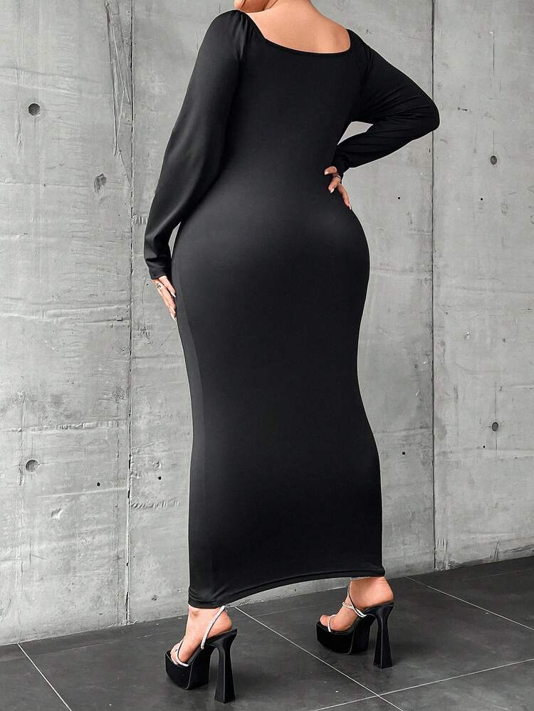 Plus Big Bow Front Bodycon Dress