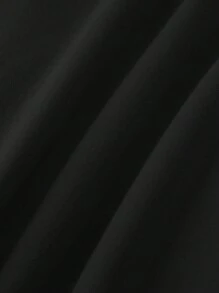 SHEIN EZwear Chữ cái & Đồ họa hoạt hình Lót nhiệt Áo chui đầu - màu đen - Xem 4