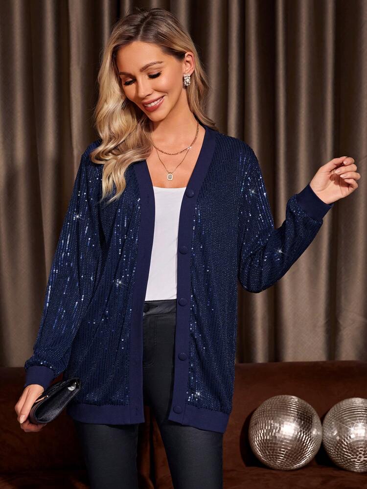 Button Up Sequin Coat