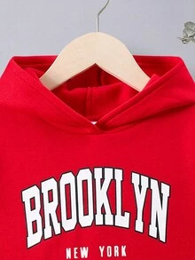 SHEIN Áo nỉ giữ nhiệt lót trong, in chữ, dành cho bé trai. - Đỏ - Xem 3